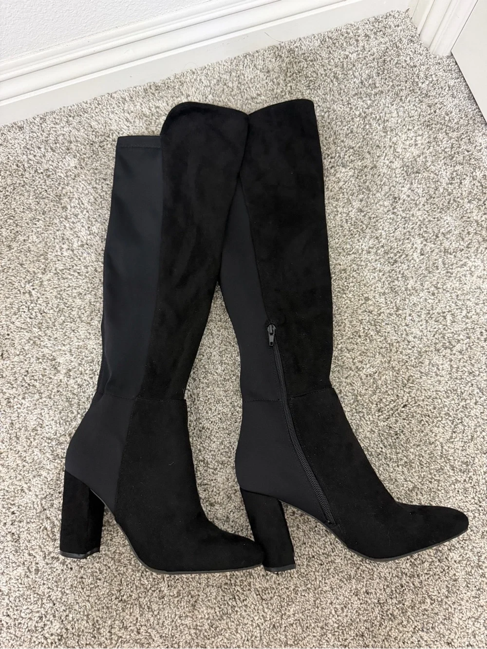 Black Over-the-Knee Block Heel Boot - Women's Fashion Knee Boot Size 6